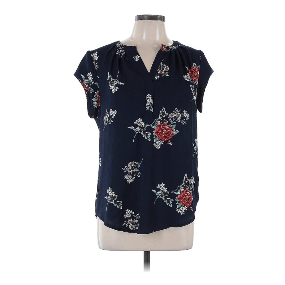 Delicate Sheer Navy Floral Tunic style Shirt